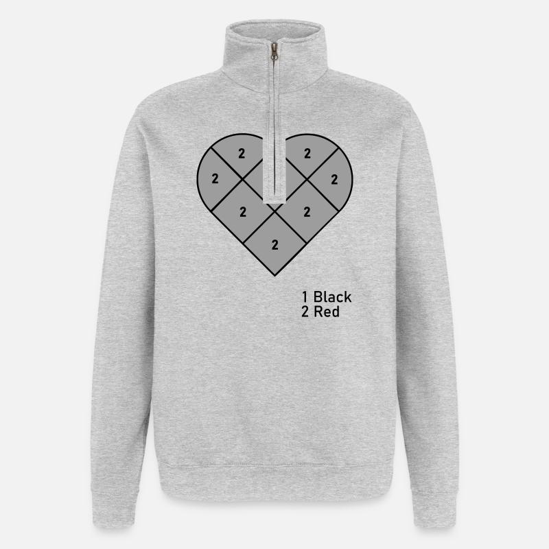 Hjerte efter Tal - Sweatshirt med 1/4 lynlås - grå meleret