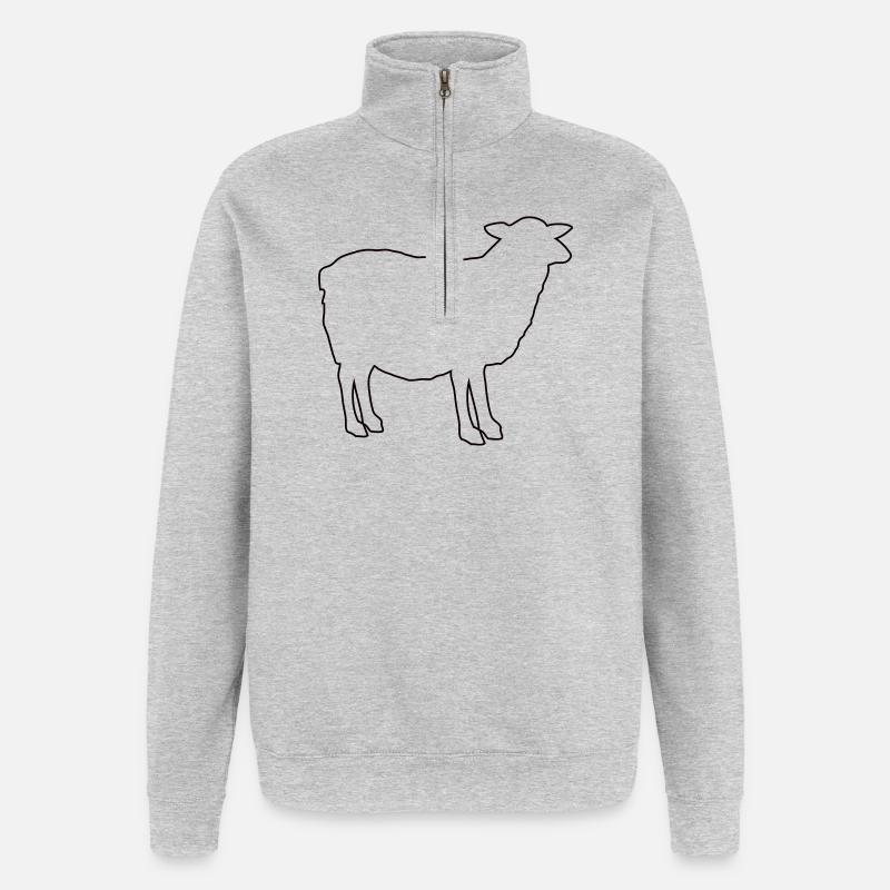Conception des contours de silhouette mouton - Sweat à zip 1/4 - gris chiné
