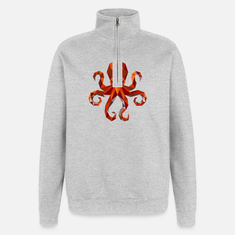 Octopus Squid Polygon - Quarter-Zip Sweatshirt - heather grey