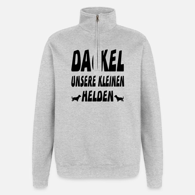 Dackel - Quarter-Zip-Sweatshirt - Grau meliert
