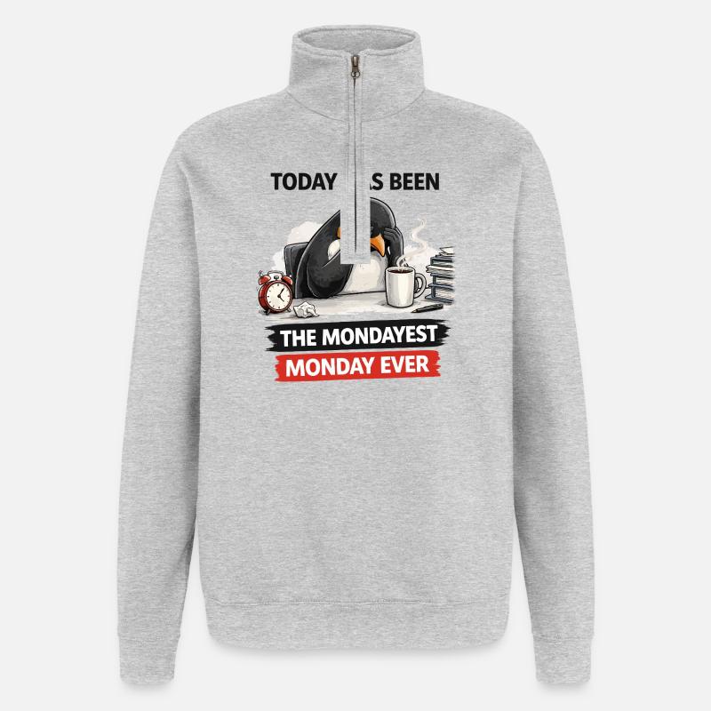 Blues des Penguins du lundi - Sweat à zip 1/4 - gris chiné