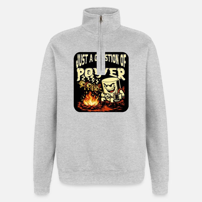 Rôti au feu de camp - Sweat à zip 1/4 - gris chiné