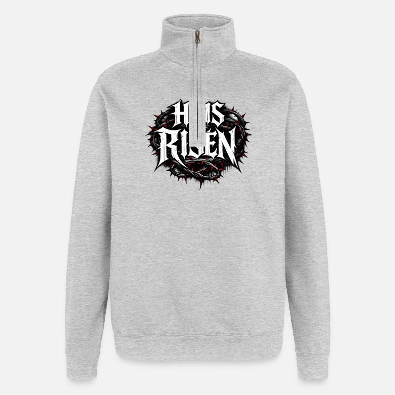 he is risen - Quarter-Zip Sweatshirt - heather grey