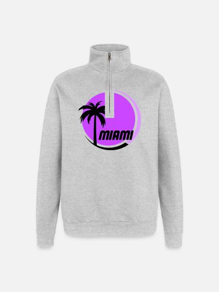 Miami Palm Trees Neon Retro - Quarter-Zip Sweatshirt - heather grey