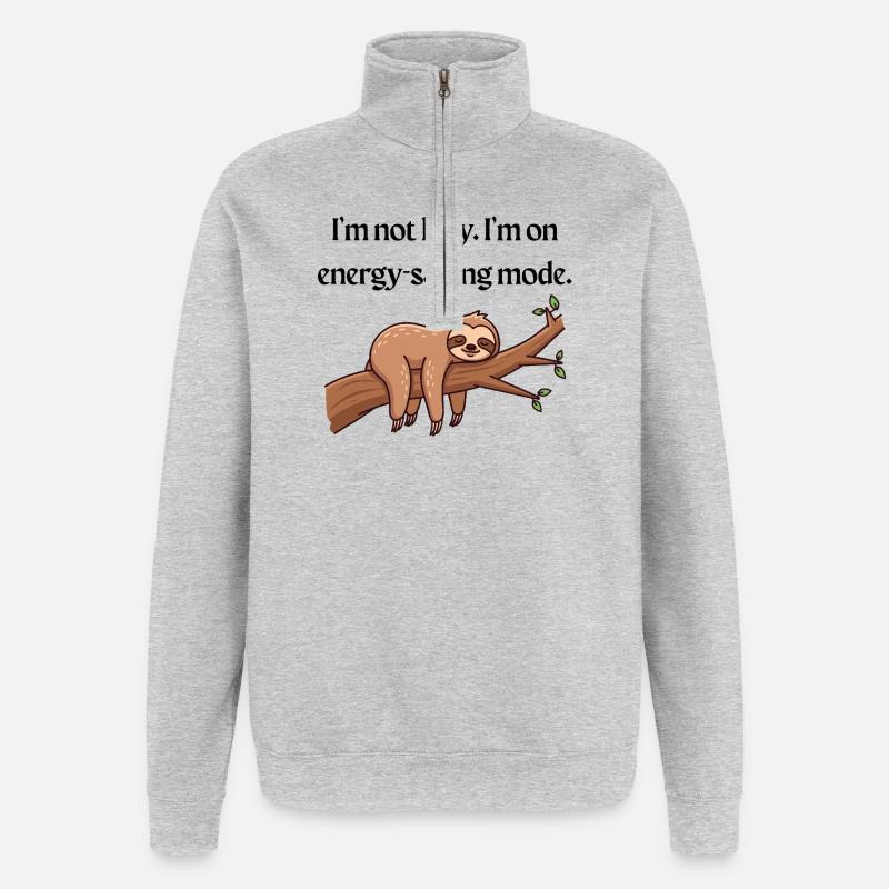 Energy Saving Mode T-Shirt | Funny Tee - Quarter-Zip Sweatshirt - heather grey