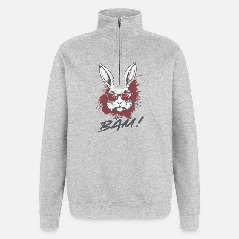 Cool Bunny BÄM Statement Statement Drôle - Sweat à zip 1/4 - gris chiné