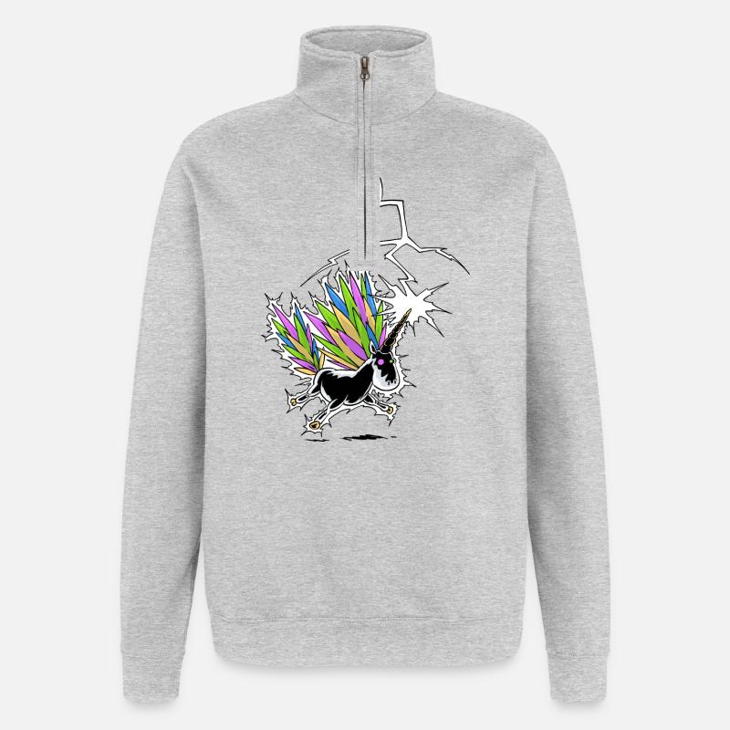 Einhorn-Blitzableiter - Quarter-Zip-Sweatshirt - Grau meliert