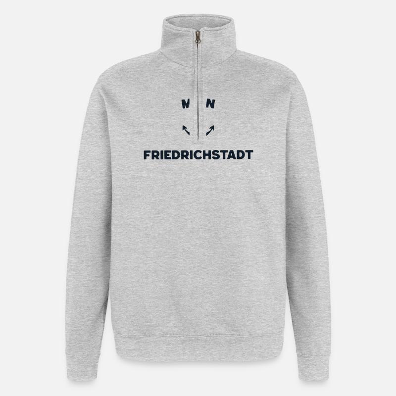 Moin Friedrichstadt – Maritimes Anker Design - Quarter-Zip-Sweatshirt - Grau meliert