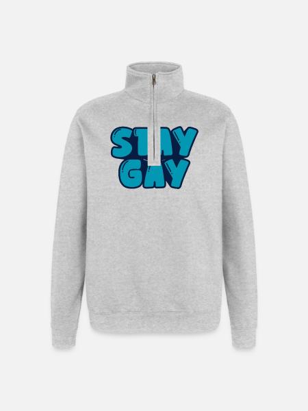 Reste gay - Sweat à zip 1/4 - gris chiné