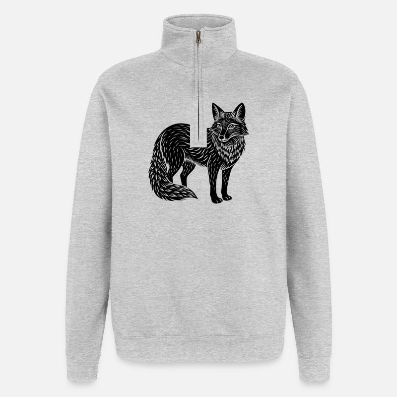 Fox - Quarter-Zip Sweatshirt - heather grey