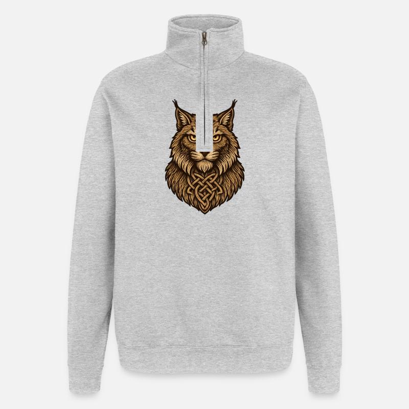 Tête de loup celtique avec nœud - Sweat à zip 1/4 - gris chiné