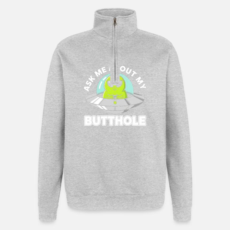 Außerirdischer UFO Humor Spruch - Quarter-Zip-Sweatshirt - Grau meliert