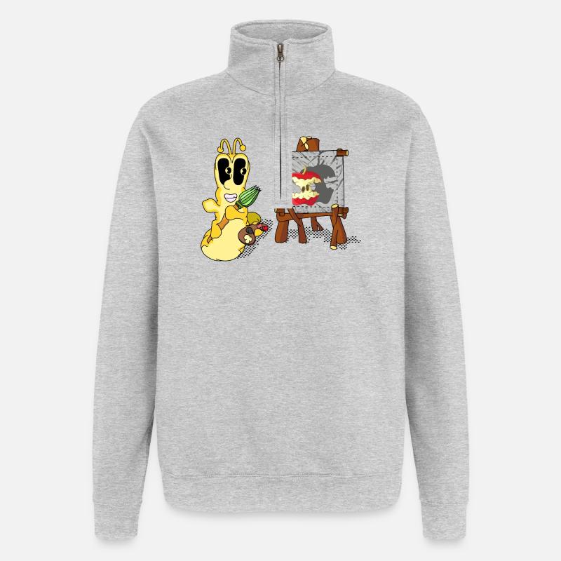 PLAN - Sweat à zip 1/4 - gris chiné