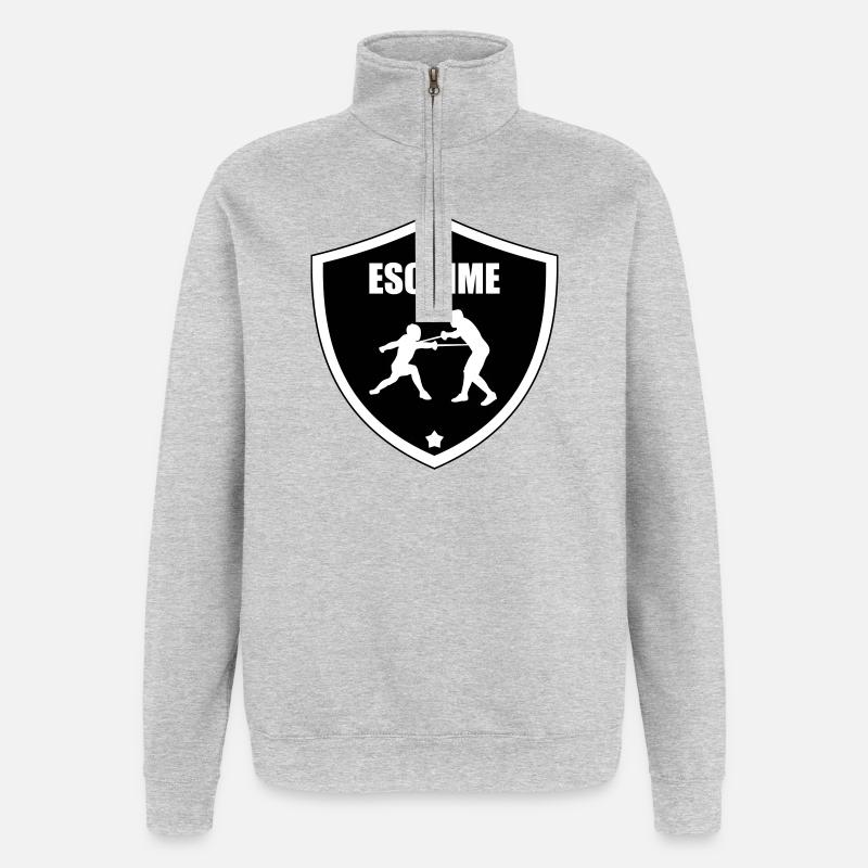 Fechtwappen: das Schild der Teilnehmer - Quarter-Zip-Sweatshirt - Grau meliert