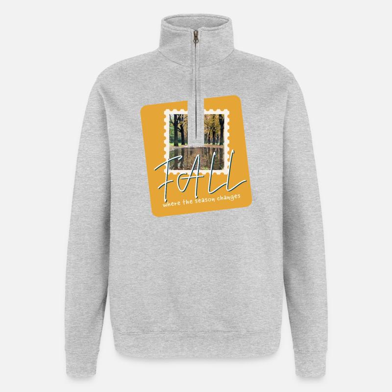 FALL Herbstpfade - Quarter-Zip-Sweatshirt - Grau meliert