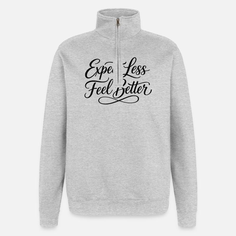 Sarcasm – Expect less, feel better – Lu - Quarter-Zip Sweatshirt - heather grey