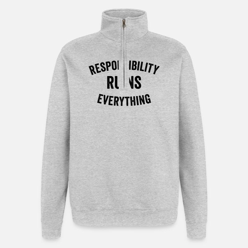 Sarcasm Responsibility Ruins Everything Funny Men - Quarter-Zip Sweatshirt - heather grey