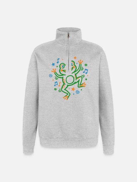 Dancing frog with music - Quarter-Zip Sweatshirt - heather grey