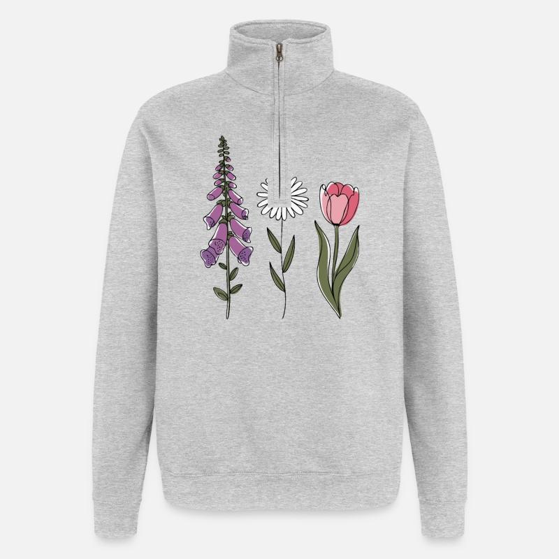 Digitale Daisy Tulip III - Sweat à zip 1/4 - gris chiné