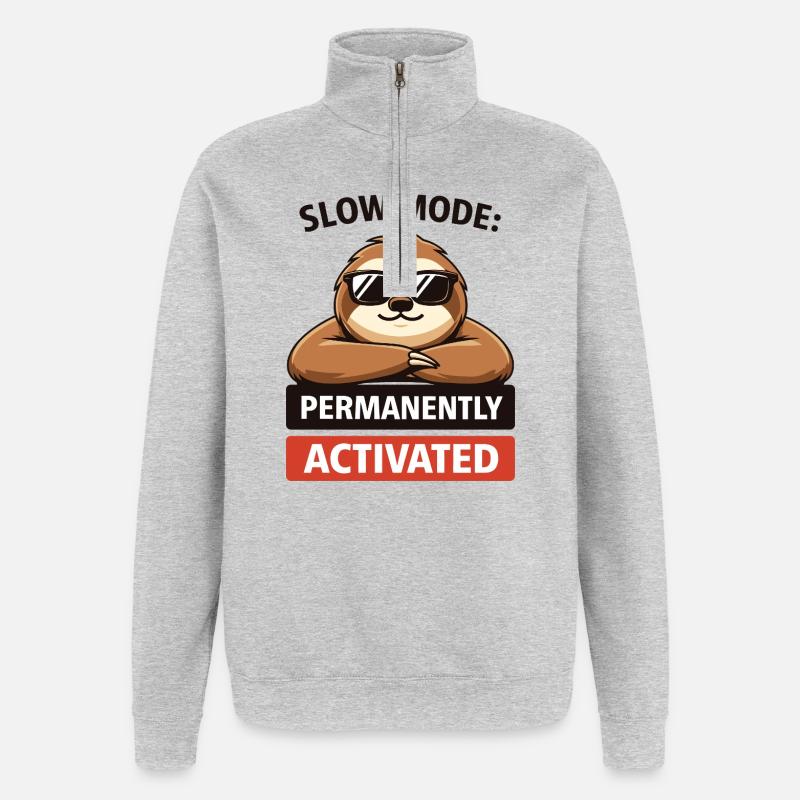 Slow Mode Sloth Permanently Activated - Quarter-Zip Sweatshirt - heather grey