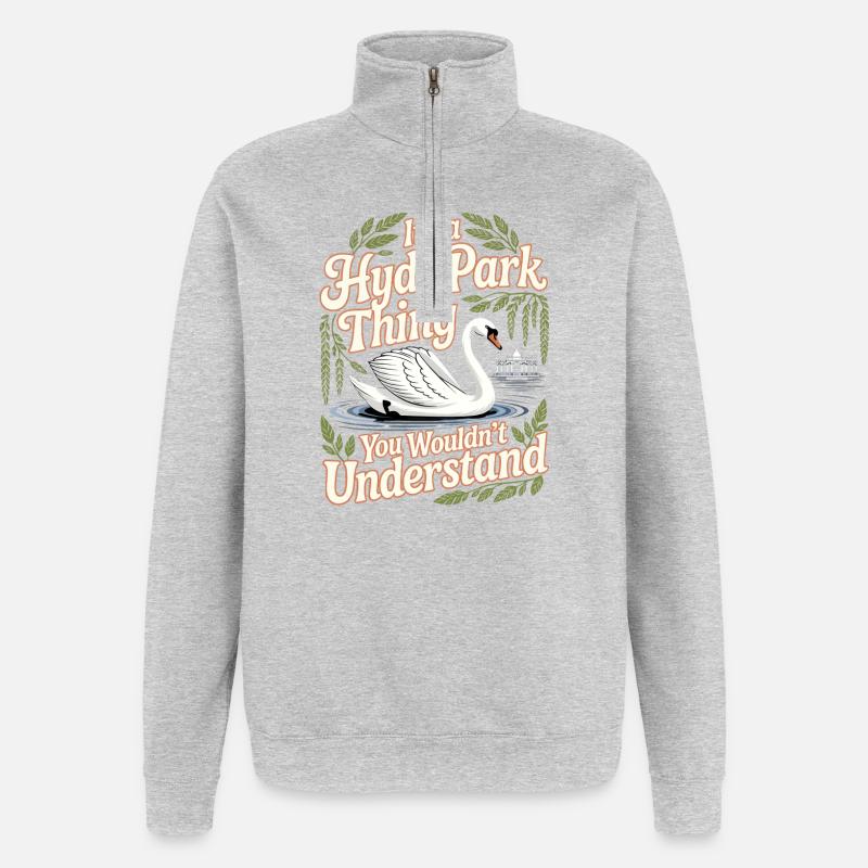Hyde Park Schwan Humor - Quarter-Zip-Sweatshirt - Grau meliert