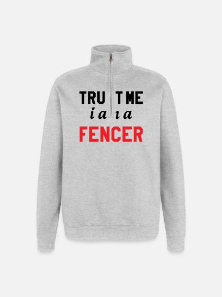 Glaub mir, ich bin Profi-Fechter - Quarter-Zip-Sweatshirt - Grau meliert