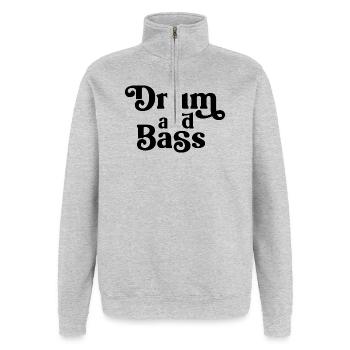 Drum and Bass Typographie audacieuse - Sweat à zip 1/4 - gris chiné - Devant - AI Model Female 172 light (172cm) & AI Model Male 178 dark (178cm)