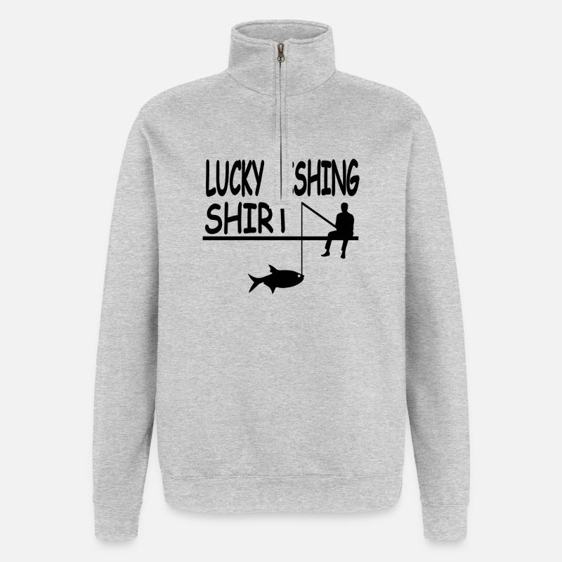 Angeln - Quarter-Zip-Sweatshirt - Grau meliert
