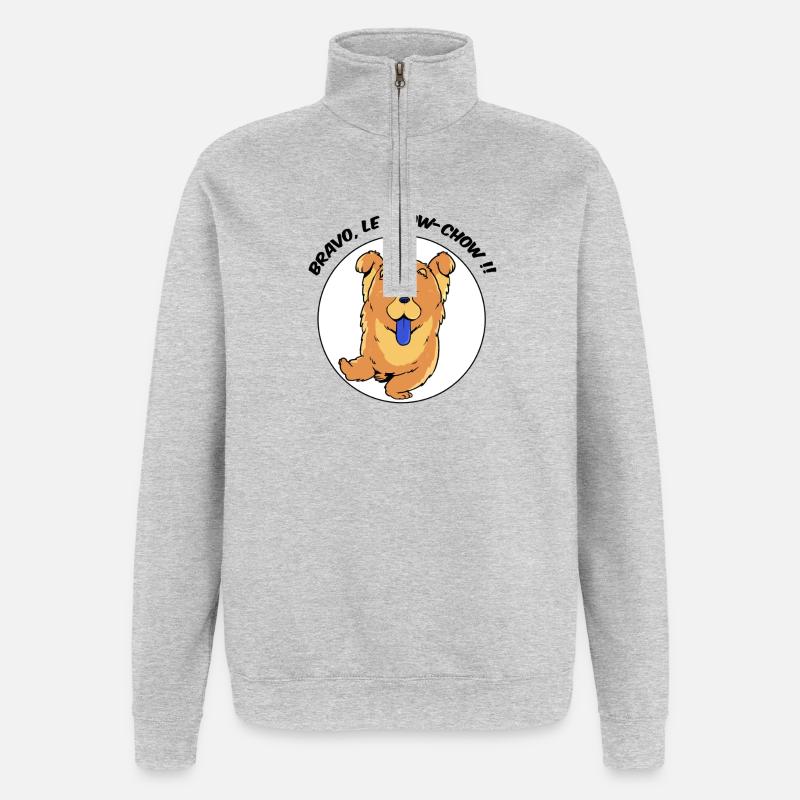 Bravo, le chochow ! - Sweat à zip 1/4 - gris chiné