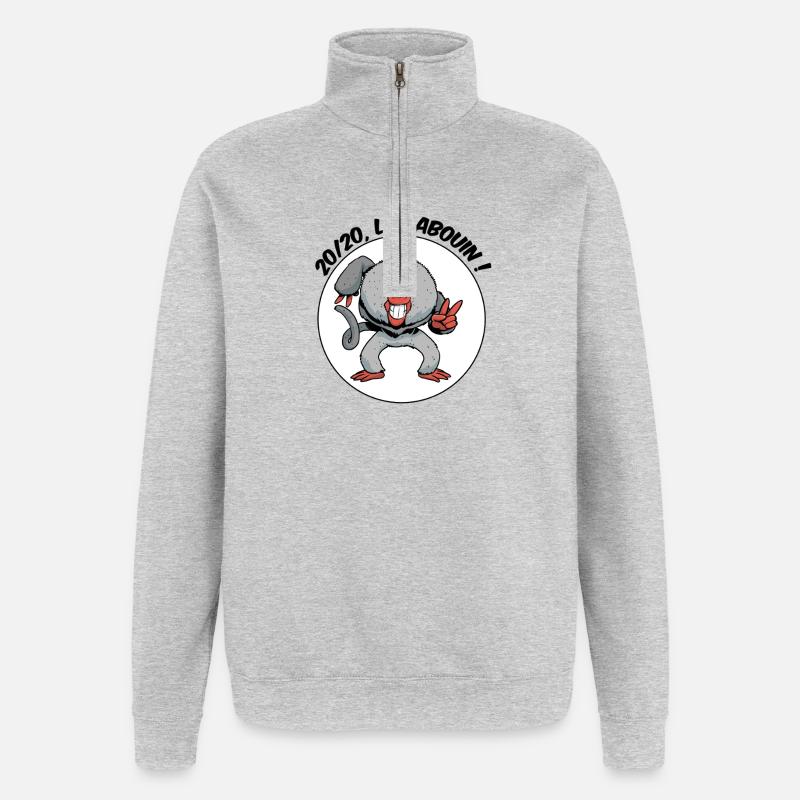 20/20, le babouin ! - Sweat à zip 1/4 - gris chiné