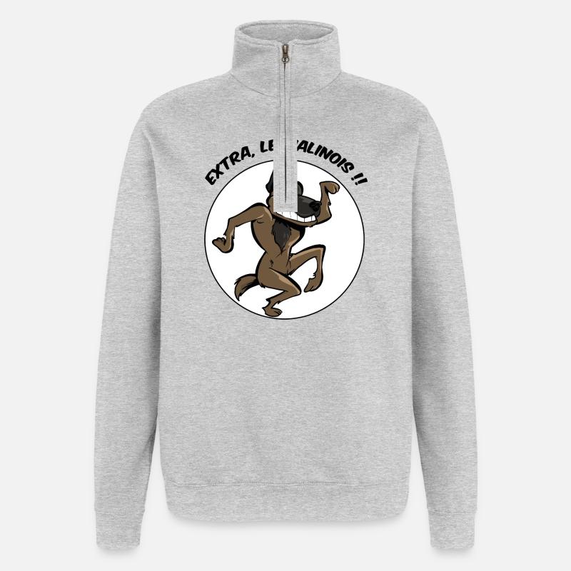 Extra, le malinois ! - Sweat à zip 1/4 - gris chiné