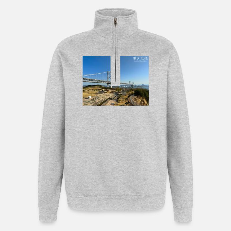 Große Seto-Brücke - Quarter-Zip-Sweatshirt - Grau meliert