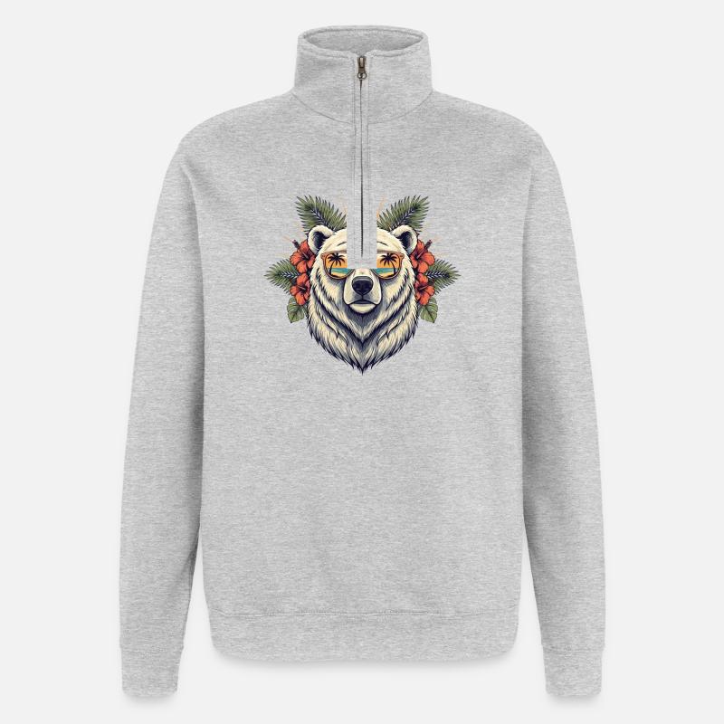 Lunettes de soleil tropicales Polar Bear - Sweat à zip 1/4 - gris chiné