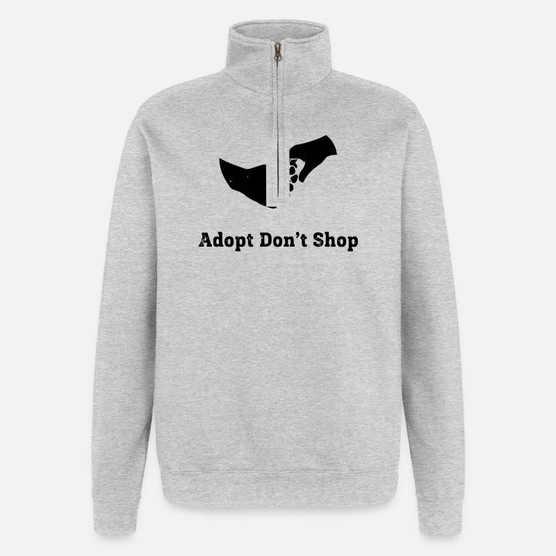 Adopt Dont Shop Pfote Faust Check - Quarter-Zip-Sweatshirt - Grau meliert