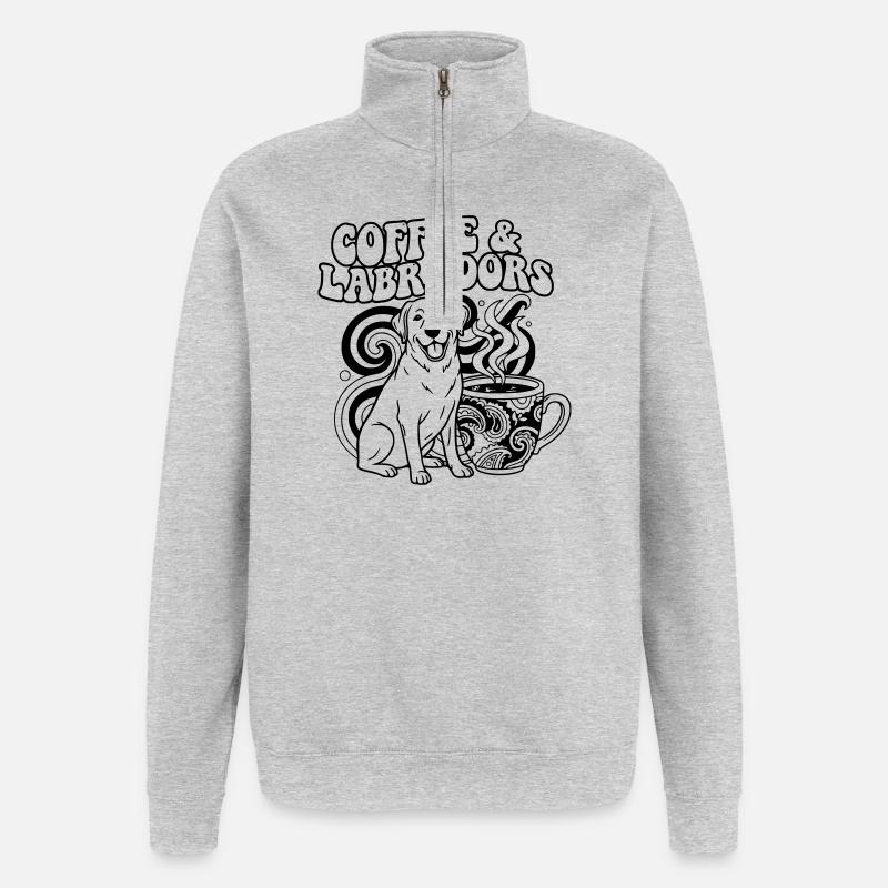Coffee Labradors Hund Outline - Quarter-Zip-Sweatshirt - Grau meliert