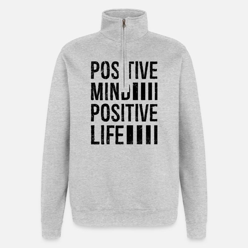 Positiver Geist positives Leben - Quarter-Zip-Sweatshirt - Grau meliert