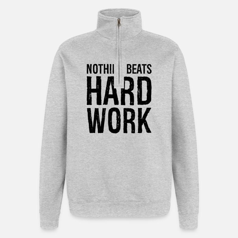 Nichts geht über harte Arbeit - Quarter-Zip-Sweatshirt - Grau meliert