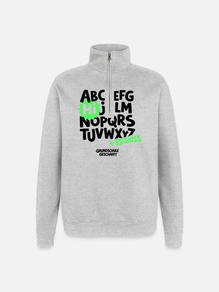 Grundschule Abschluss Shirt ABC - Quarter-Zip-Sweatshirt - Grau meliert