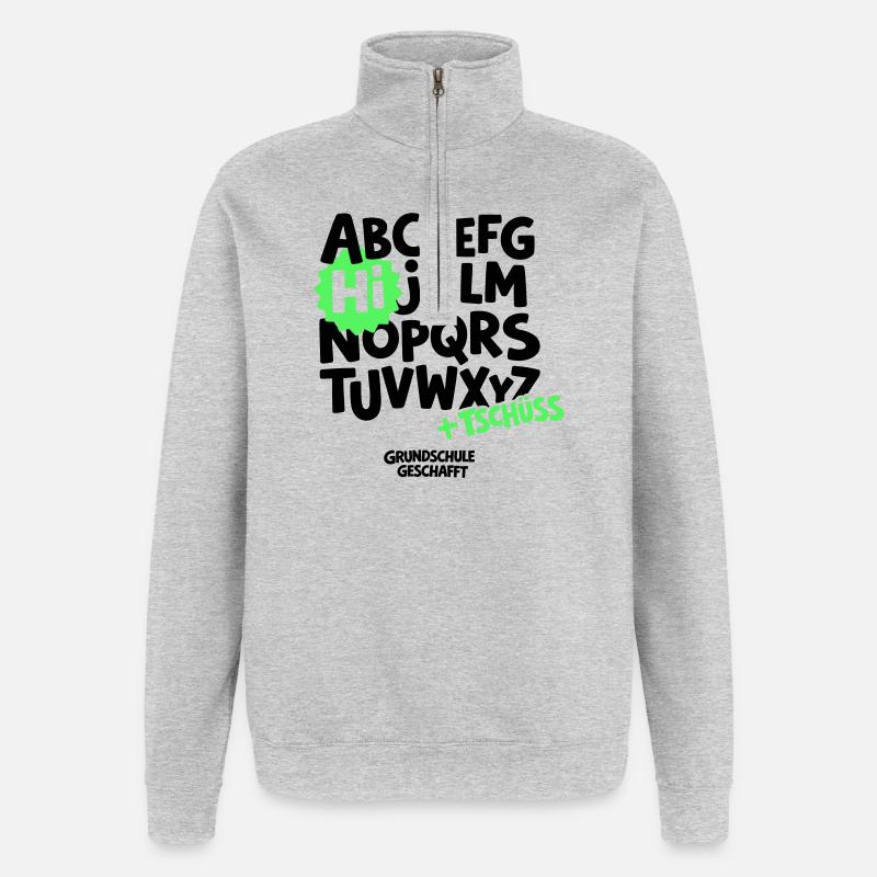 Grundschule Abschluss Shirt ABC - Quarter-Zip-Sweatshirt - Grau meliert