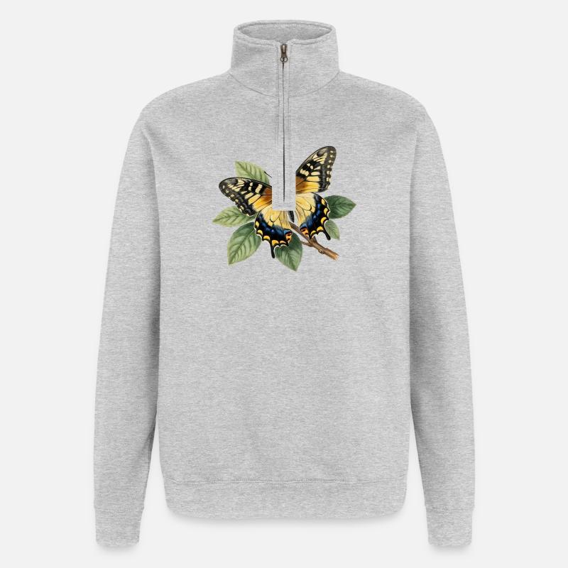 Schwalbenschwanz oder Große Haarsträhne, Papilio machaon - Quarter-Zip-Sweatshirt - Grau meliert