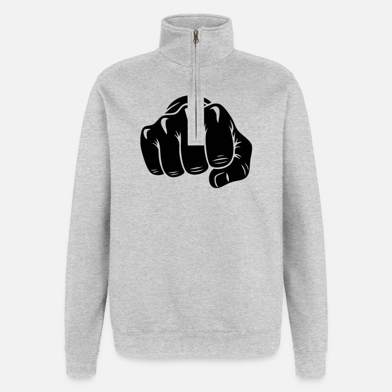 Karate-Faust – Schlagangriff - Quarter-Zip-Sweatshirt - Grau meliert