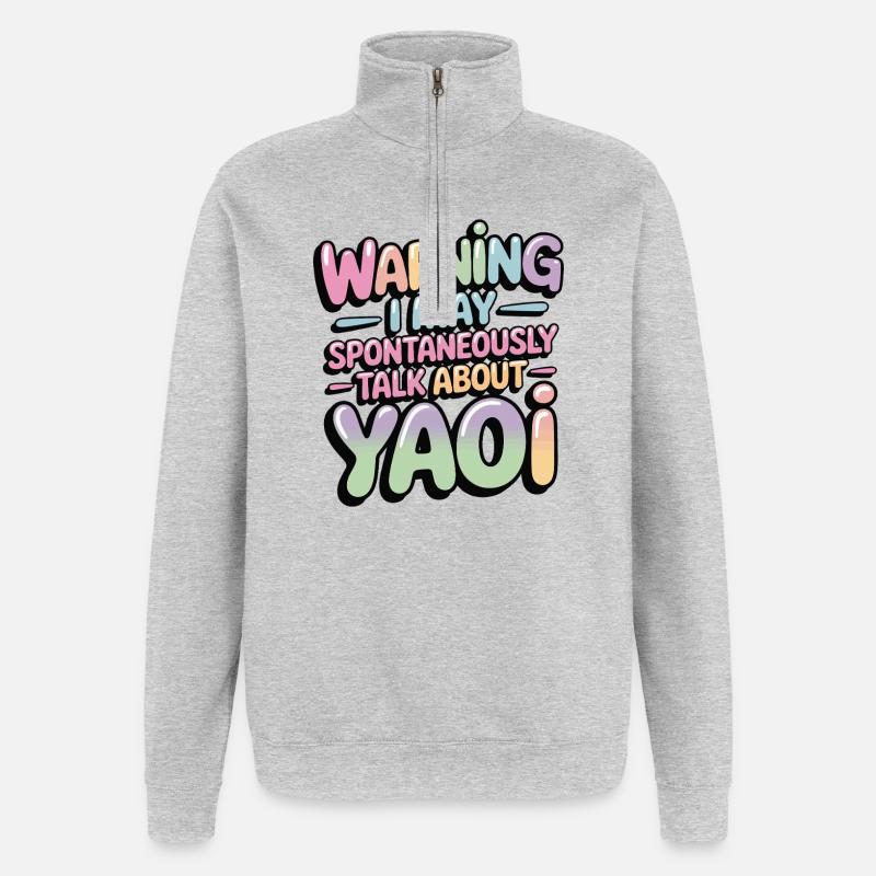 Conversation spontanée de Yaoi - Sweat à zip 1/4 - gris chiné