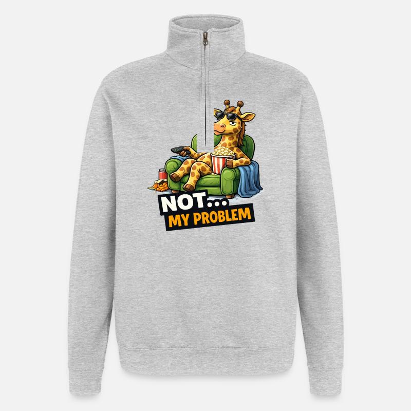 Not My Problem Giraffe Canapé Meme - Sweat à zip 1/4 - gris chiné
