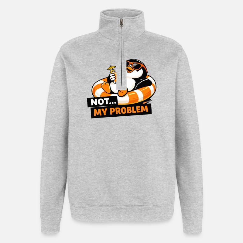 Nicht mein Problem, Penguin Chill - Quarter-Zip-Sweatshirt - Grau meliert