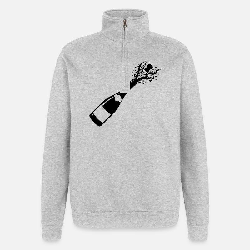 Funkelnde Flaschenpop-Silhouette - Quarter-Zip-Sweatshirt - Grau meliert