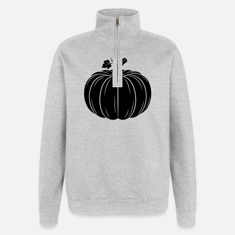 Silhouette de la récolte de citrouilles - Sweat à zip 1/4 - gris chiné