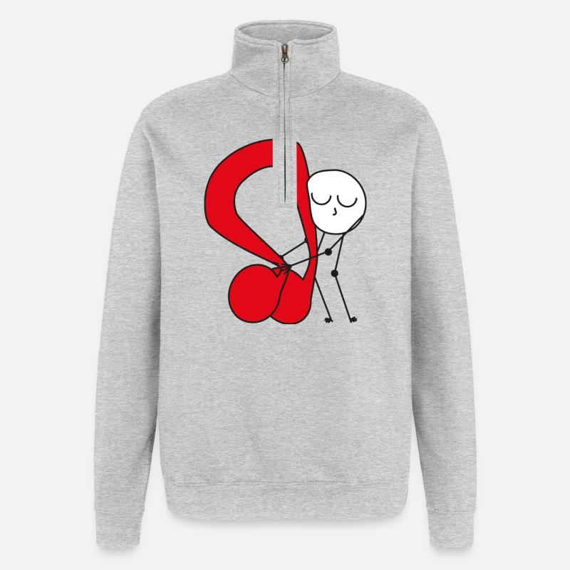 Cuddle Red Music Note - Quarter-Zip Sweatshirt - heather grey
