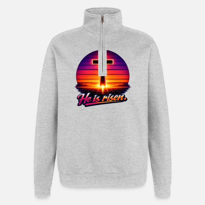 Il est Risen Retro - Sweat à zip 1/4 - gris chiné