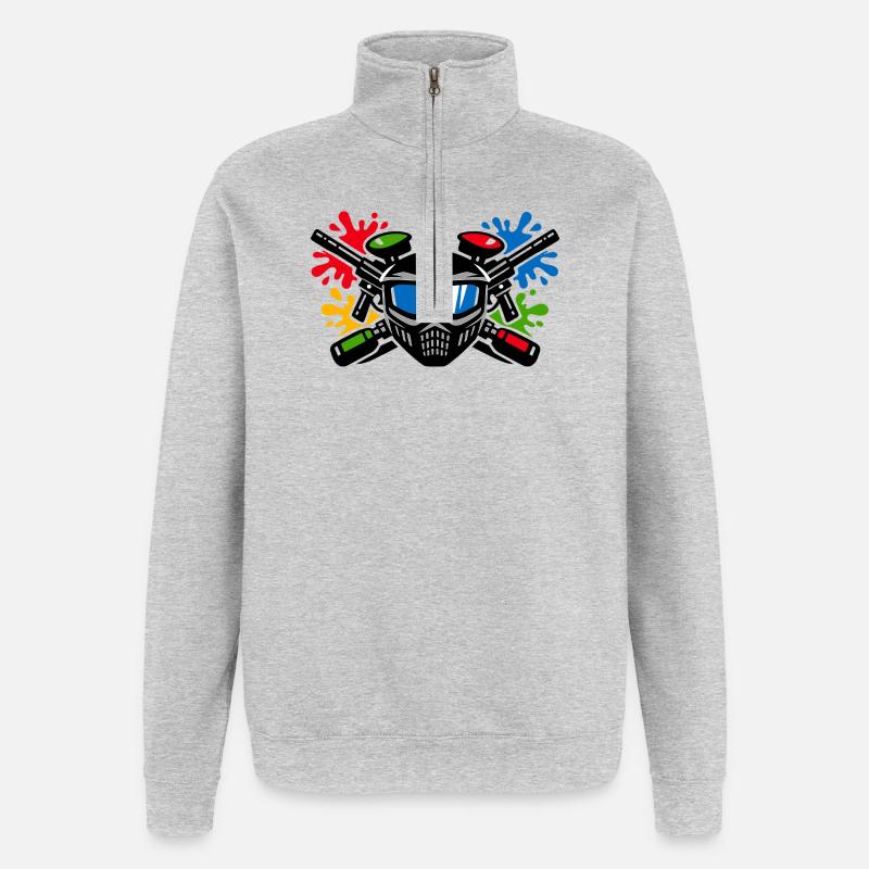 Casque graffiti avec éclaboussures de peinture - Sweat à zip 1/4 - gris chiné