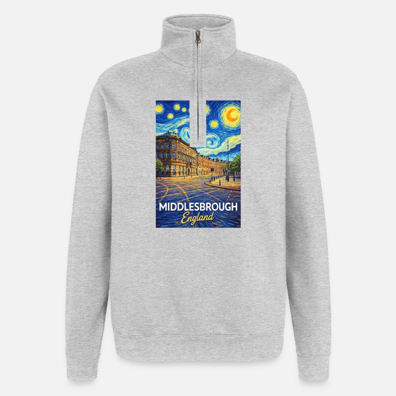 Middlesbrough England Stadtansicht Sternenstil - Quarter-Zip-Sweatshirt - Grau meliert